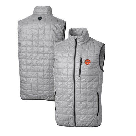 Men's Cutter & Buck Gray Cincinnati Bengals Throwback Logo Rainier PrimaLoft Eco Insulated Full-Zip Puffer Vest