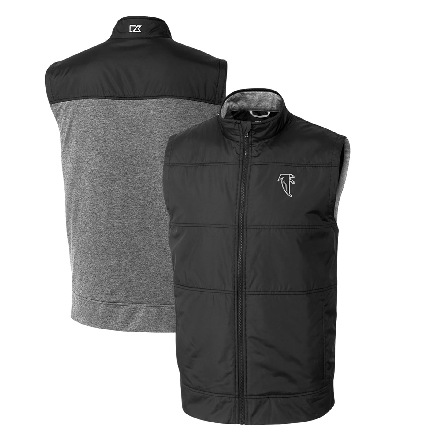 Men's Cutter & Buck Black Atlanta Falcons Throwback Logo Stealth Hybrid Quilted Windbreaker Full-Zip Vest