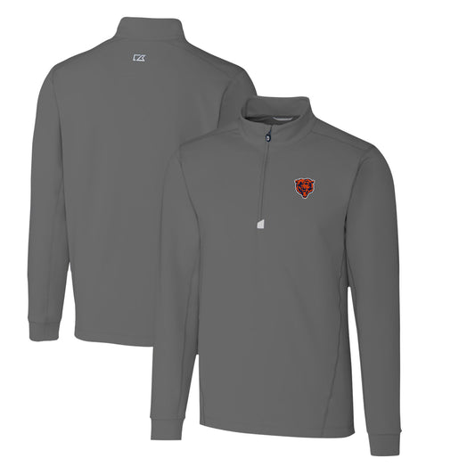 Men's Cutter & Buck Steel Chicago Bears Throwback Logo Traverse Stretch Quarter-Zip Pullover Top