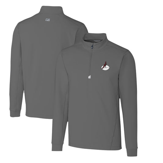 Men's Cutter & Buck Steel Arizona Cardinals Throwback Logo Traverse Stretch Quarter-Zip Pullover Top