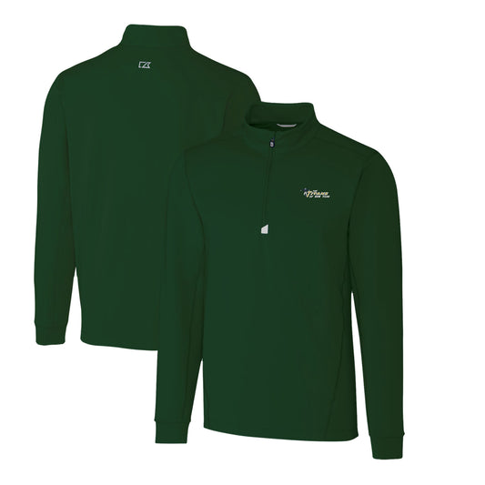 Men's Cutter & Buck Green New York Jets Throwback Logo Traverse Stretch Quarter-Zip Pullover Top