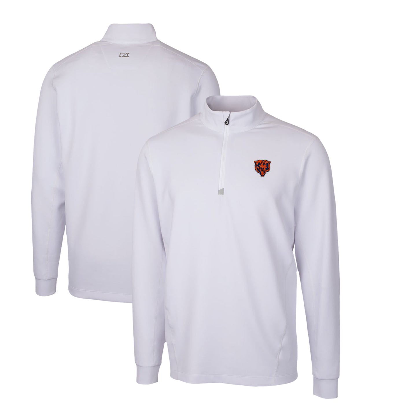 Men's Cutter & Buck White Chicago Bears Throwback Logo Traverse Stretch Quarter-Zip Pullover Top