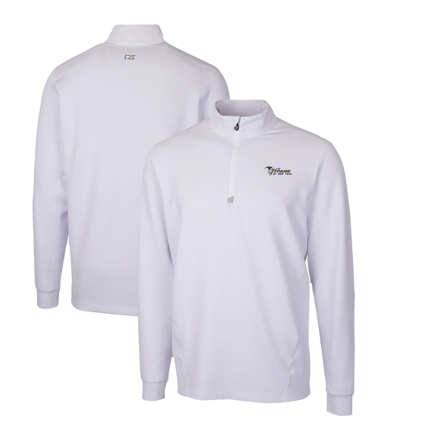 Men's Cutter & Buck White New York Jets Throwback Logo Traverse Stretch Quarter-Zip Pullover Top