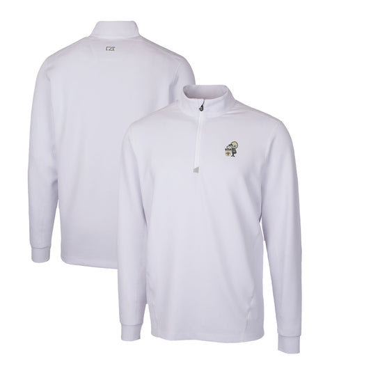 Men's Cutter & Buck White New Orleans Saints Throwback Logo Traverse Stretch Quarter-Zip Pullover Top