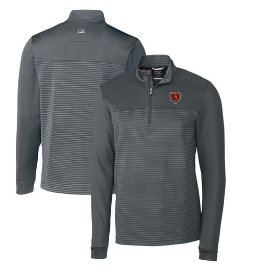Men's Cutter & Buck Steel Chicago Bears Throwback Logo Traverse Stripe Stretch Quarter-Zip Pullover Top