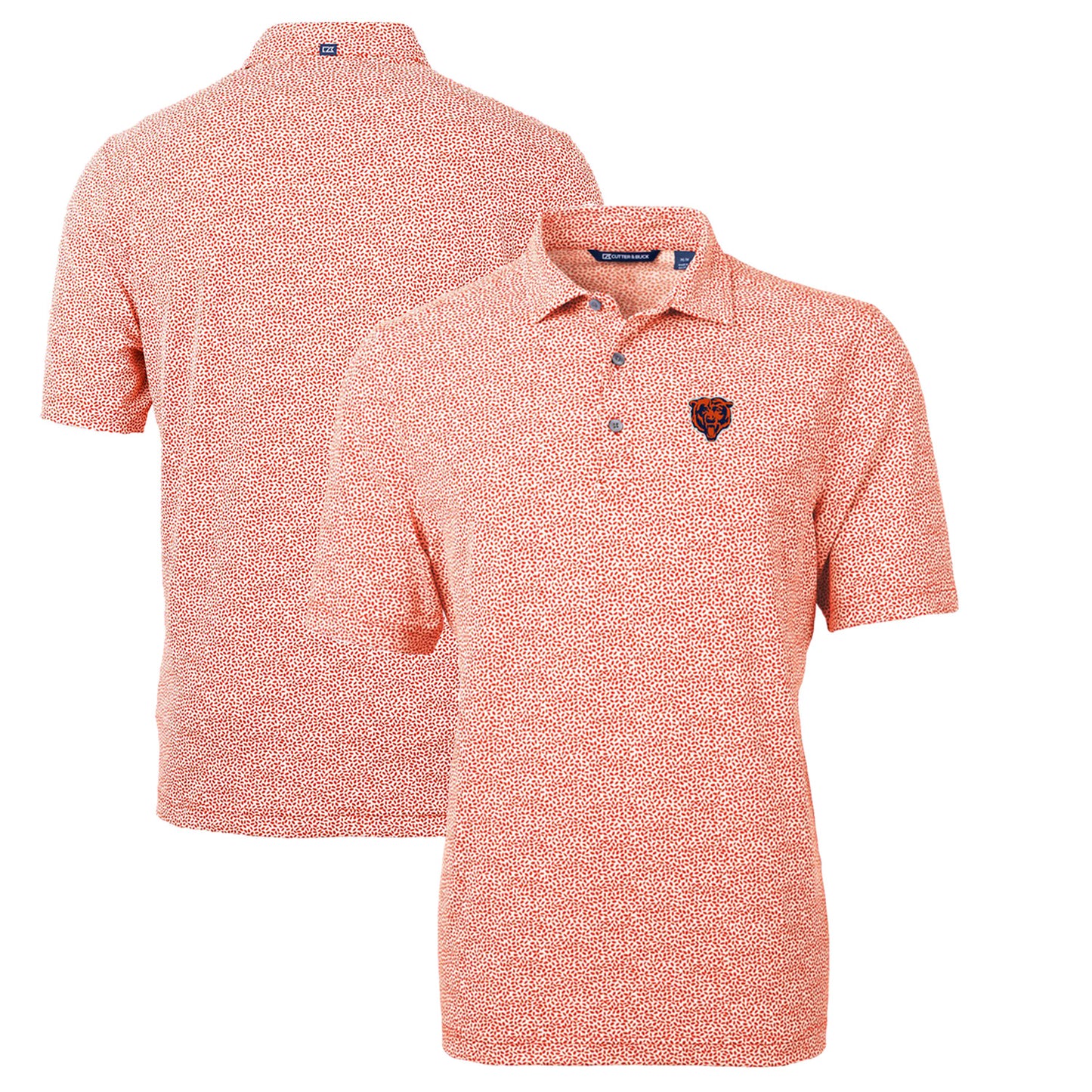 Men's Cutter & Buck Orange Chicago Bears Throwback Logo Virtue Eco-Pique Botanical Recycled Polo