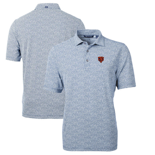 Men's Cutter & Buck Navy Chicago Bears Throwback Logo Virtue Eco-Pique Botanical Recycled Polo