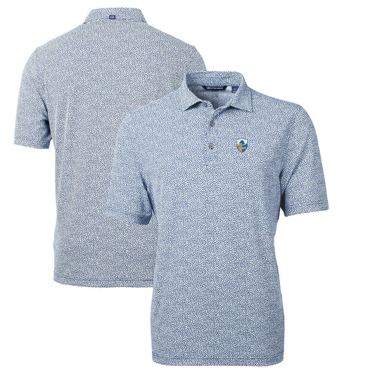 Men's Cutter & Buck Navy Los Angeles Chargers Throwback Logo Virtue Eco-Pique Botanical Recycled Polo