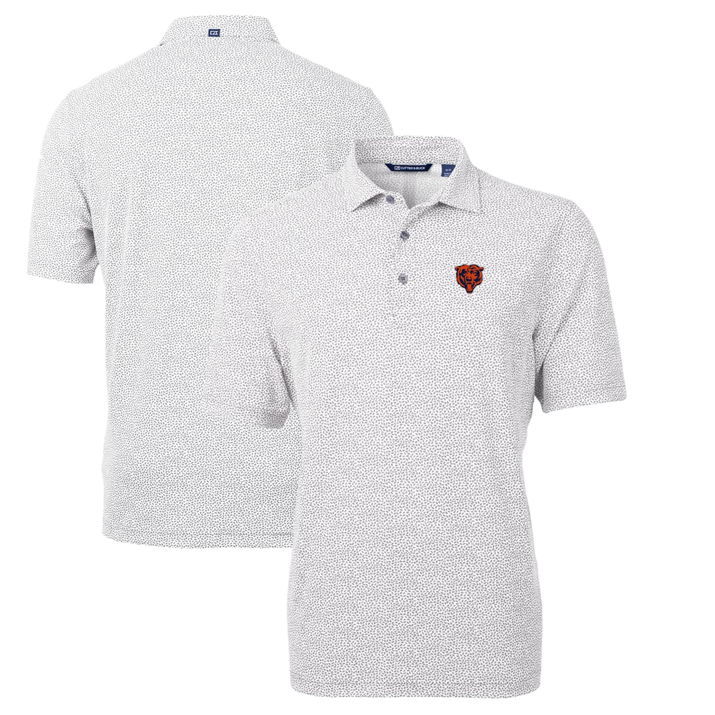 Men's Cutter & Buck Gray Chicago Bears Throwback Logo Virtue Eco-Pique Botanical Recycled Polo