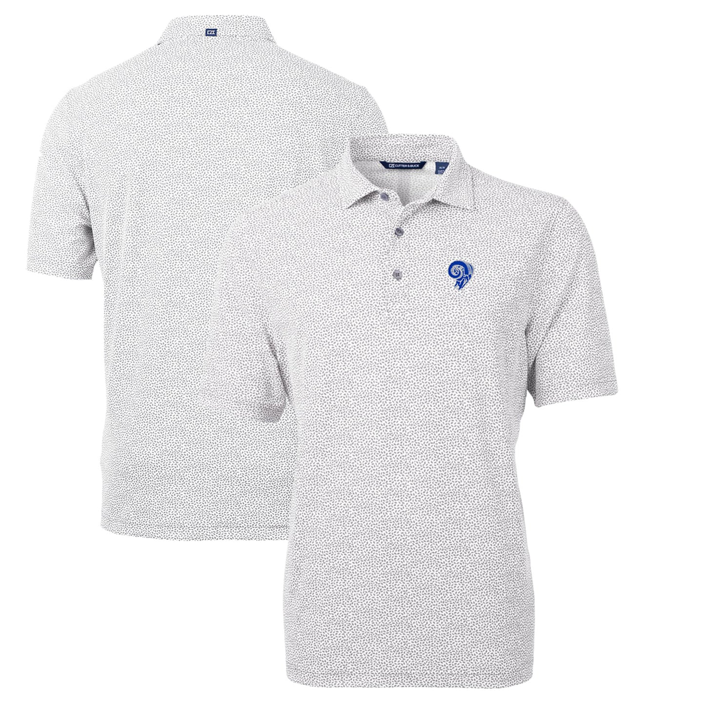 Men's Cutter & Buck Gray Los Angeles Rams Throwback Logo Virtue Eco-Pique Botanical Recycled Polo