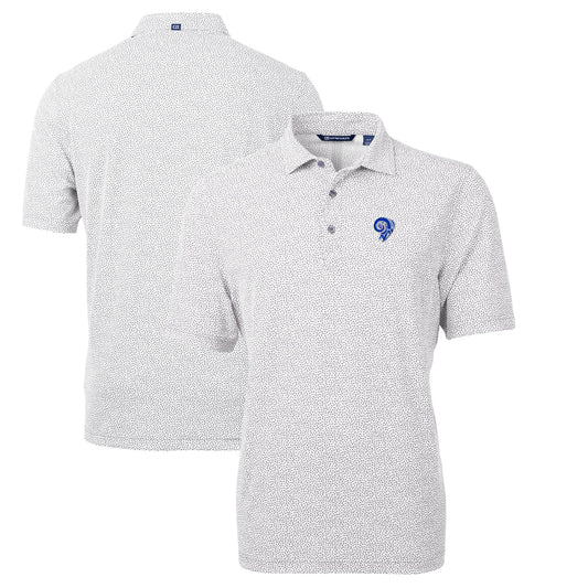 Men's Cutter & Buck Gray Los Angeles Rams Throwback Logo Virtue Eco-Pique Botanical Recycled Polo