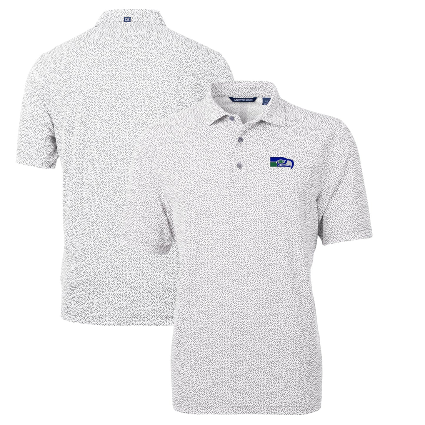 Men's Cutter & Buck Gray Seattle Seahawks Throwback Logo Virtue Eco-Pique Botanical Recycled Polo