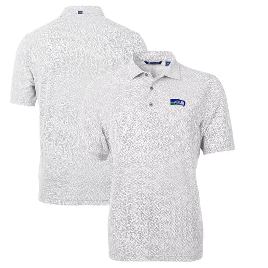 Men's Cutter & Buck Gray Seattle Seahawks Throwback Logo Virtue Eco-Pique Botanical Recycled Polo