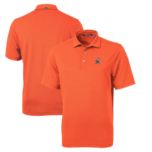 Men's Cutter & Buck Orange Cleveland Browns Throwback Logo Virtue Eco Pique Recycled Polo