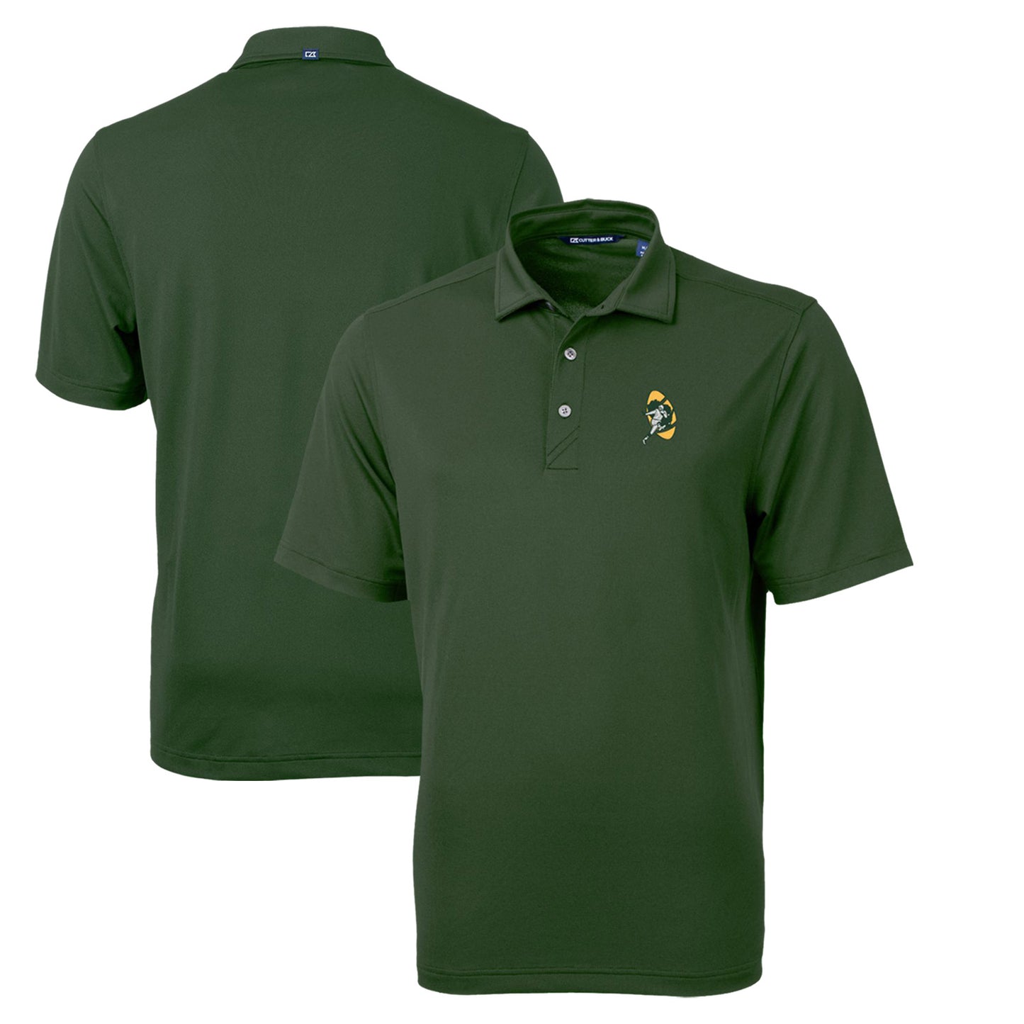 Men's Cutter & Buck Green Green Bay Packers Throwback Logo Virtue Eco Pique Recycled Polo