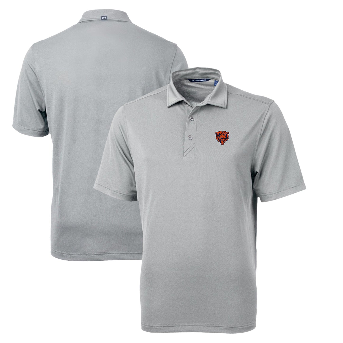 Men's Cutter & Buck Gray Chicago Bears Throwback Logo Virtue Eco Pique Recycled Polo