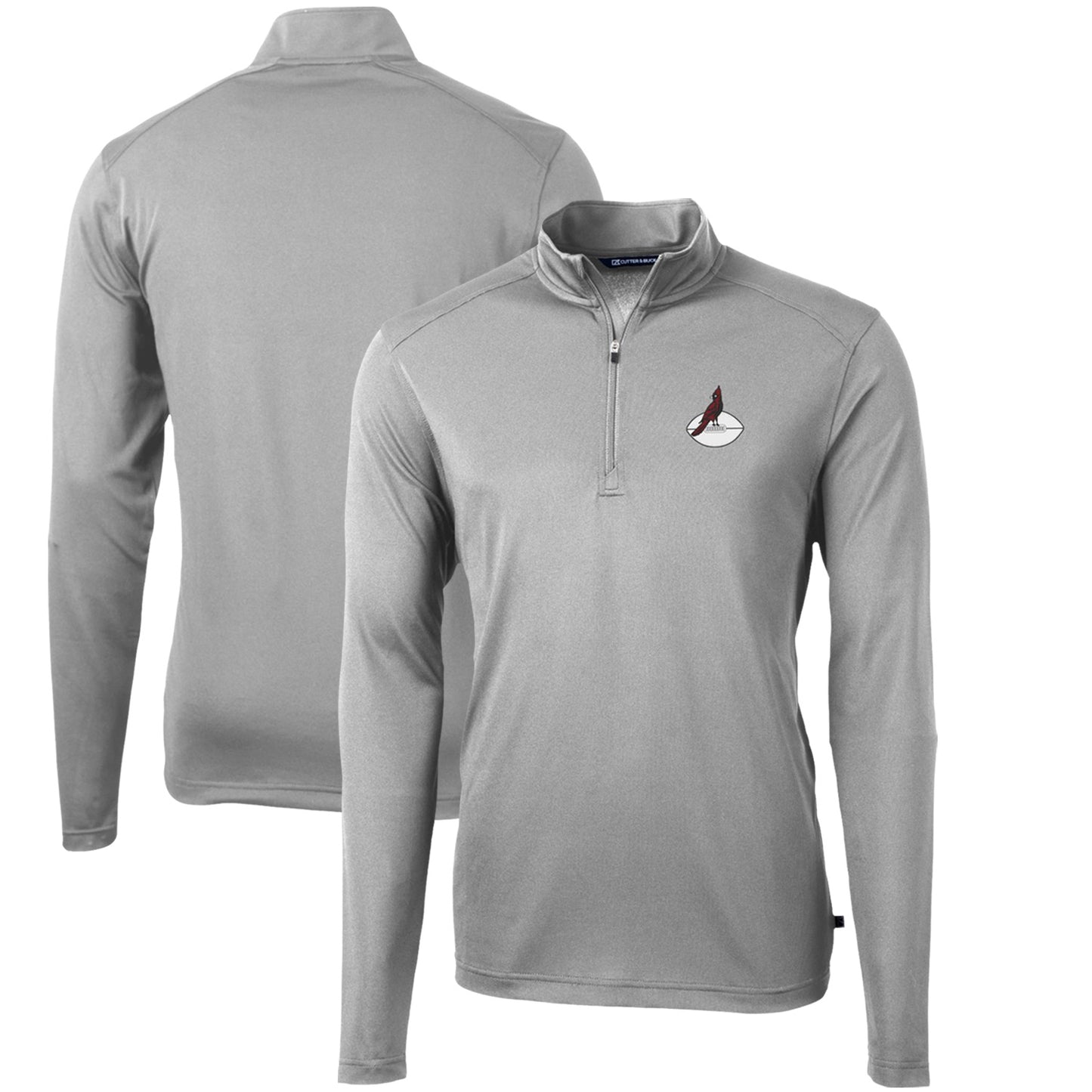 Men's Cutter & Buck Gray Arizona Cardinals Throwback Logo Virtue Eco Pique Recycled Quarter-Zip Pullover Top