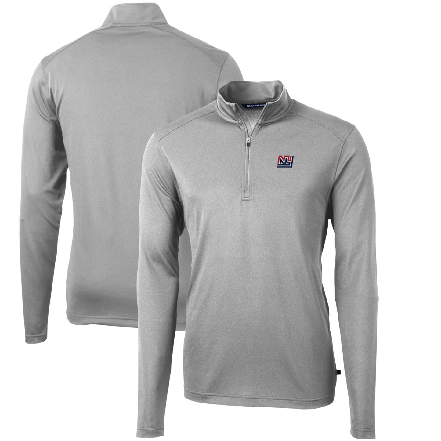 Men's Cutter & Buck Gray New York Giants Throwback Logo Virtue Eco Pique Recycled Quarter-Zip Pullover Top