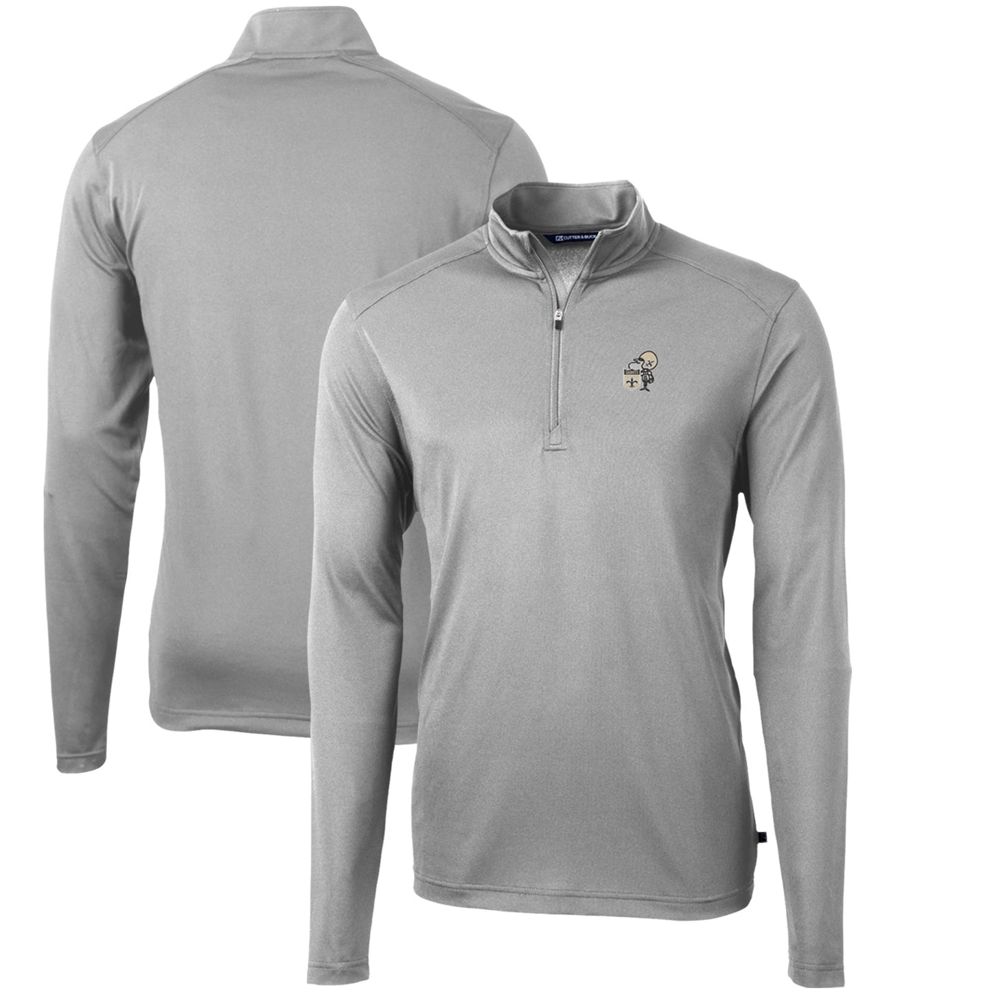 Men's Cutter & Buck Gray New Orleans Saints Throwback Logo Virtue Eco Pique Recycled Quarter-Zip Pullover Top