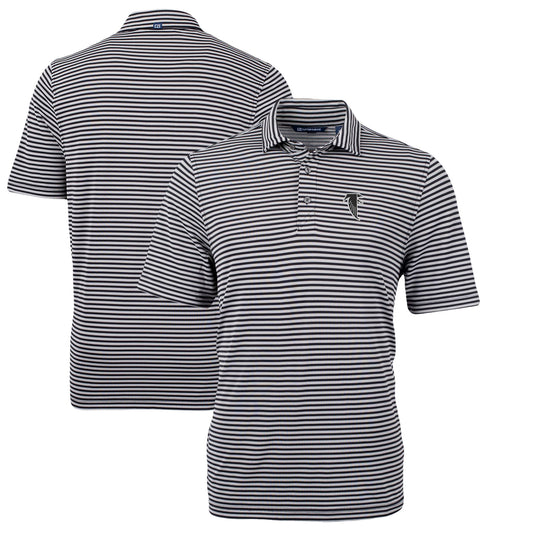 Men's Cutter & Buck Black Atlanta Falcons Throwback Logo Virtue Eco Pique Stripe Recycled Polo