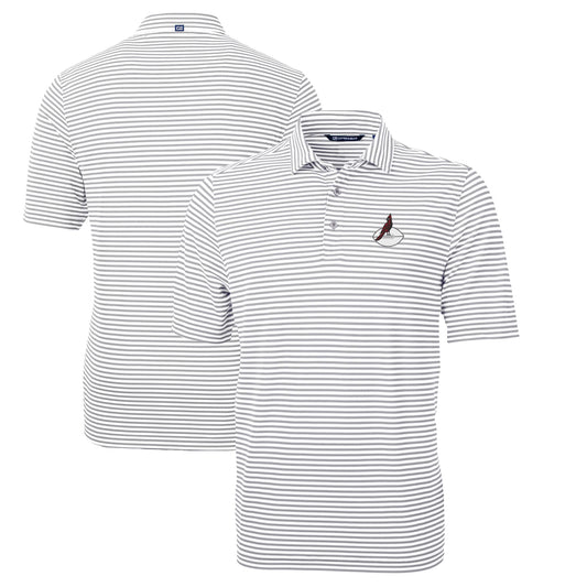 Men's Cutter & Buck Gray Arizona Cardinals Throwback Logo Virtue Eco Pique Stripe Recycled Polo