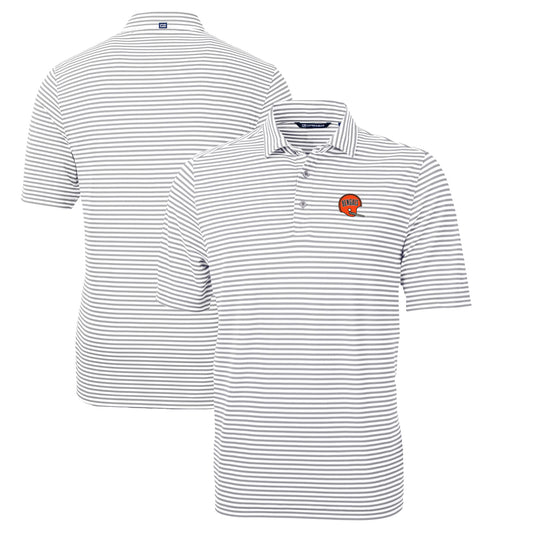 Men's Cutter & Buck Gray Cincinnati Bengals Throwback Logo Virtue Eco Pique Stripe Recycled Polo