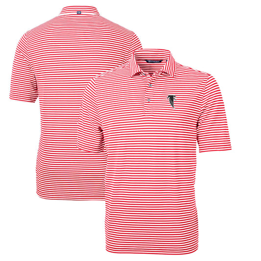 Men's Cutter & Buck Red Atlanta Falcons Throwback Logo Virtue Eco Pique Stripe Recycled Polo