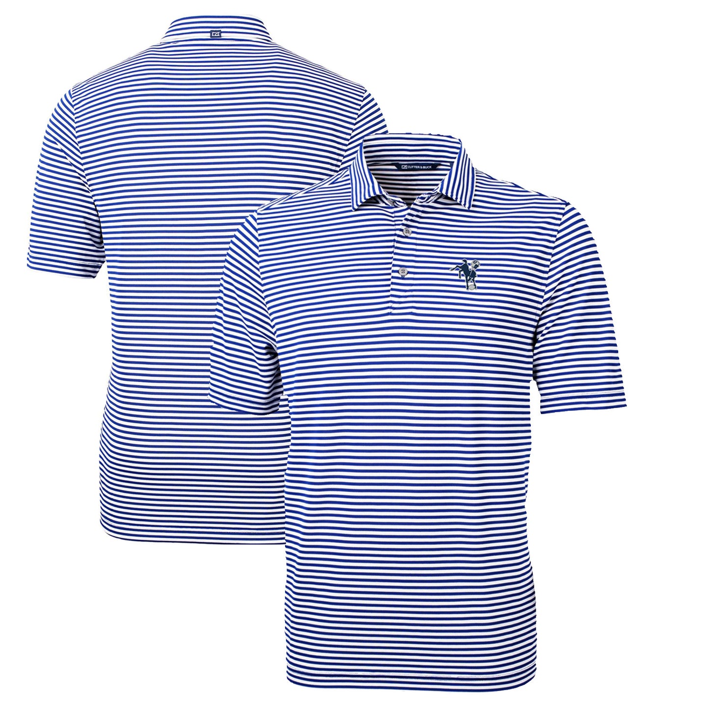 Men's Cutter & Buck Royal Indianapolis Colts Throwback Logo Virtue Eco Pique Stripe Recycled Polo