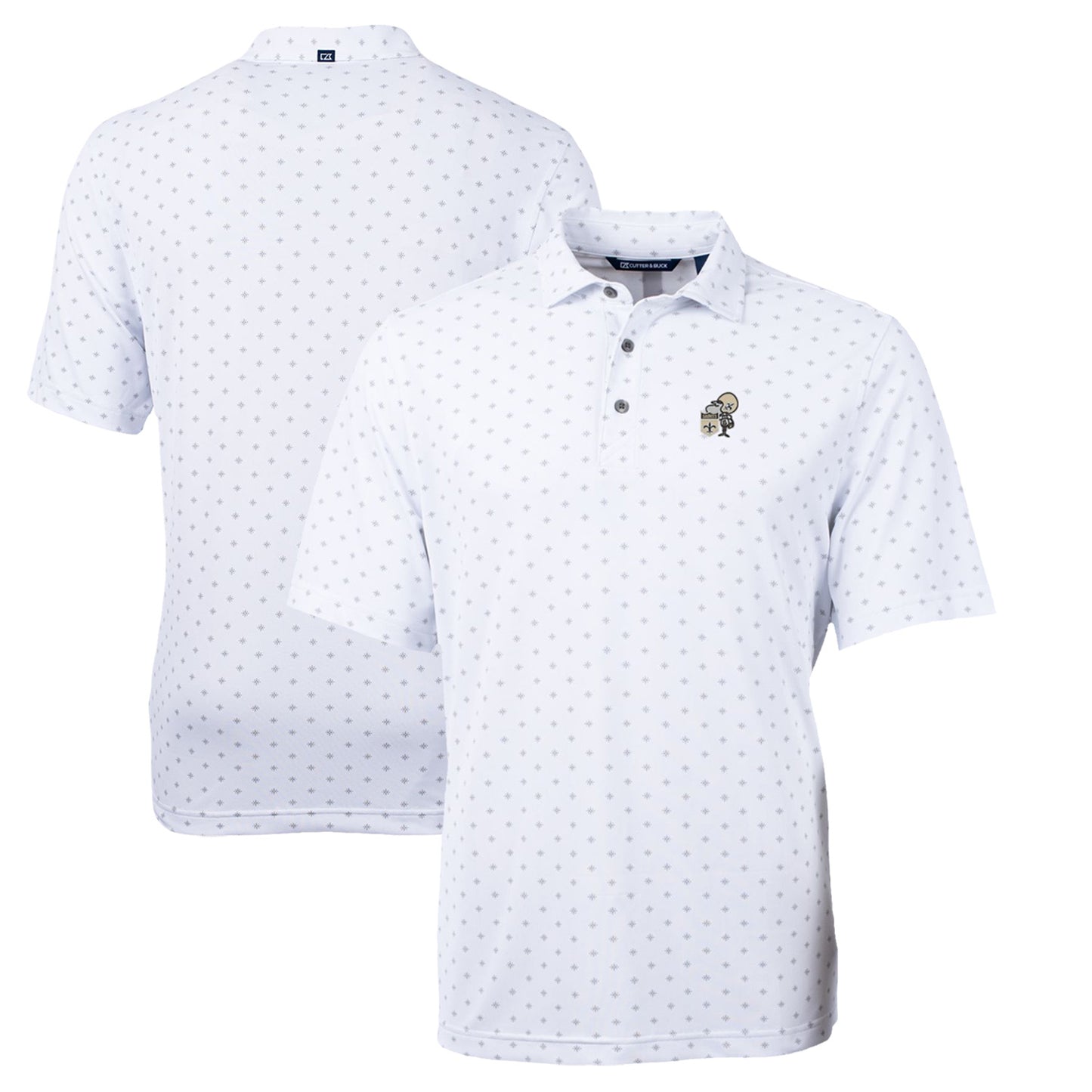 Men's Cutter & Buck White New Orleans Saints Throwback Logo Virtue Eco Pique Tile Recycled Polo