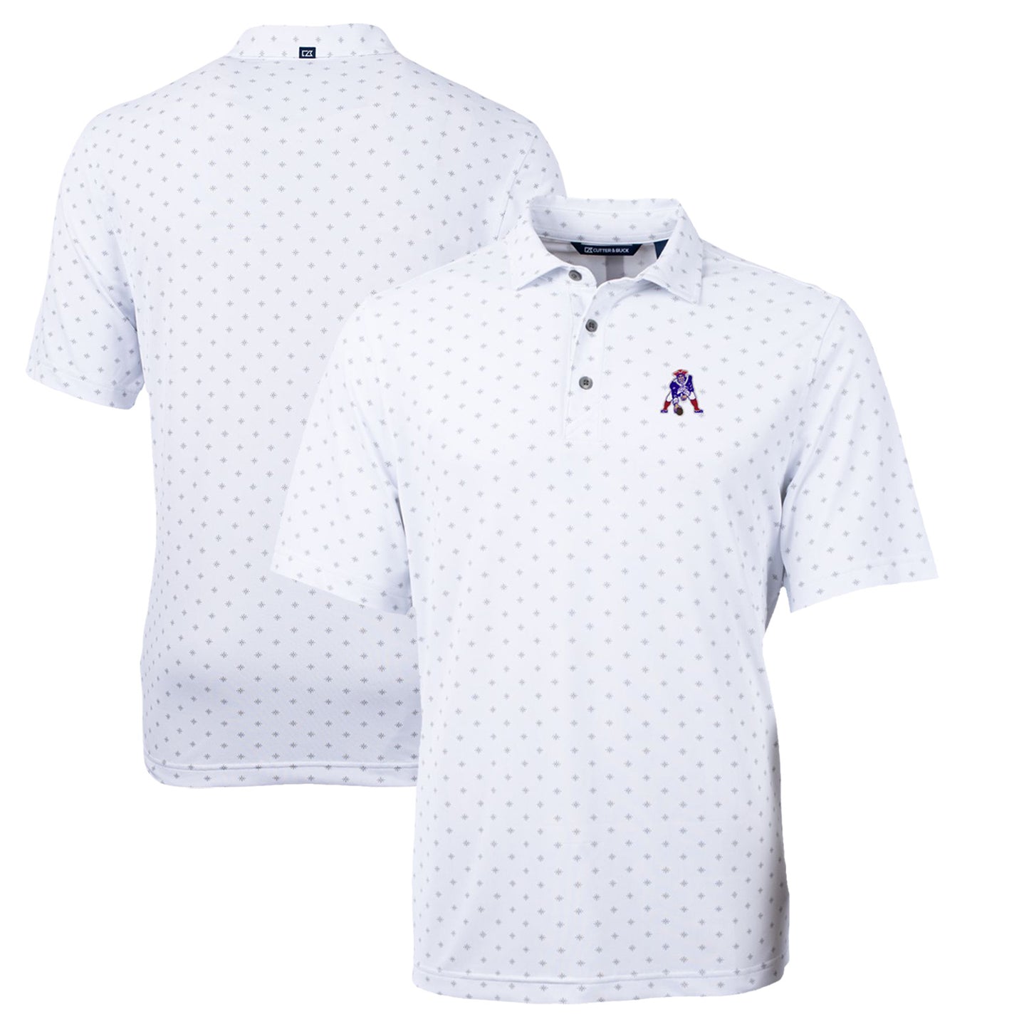 Men's Cutter & Buck White New England Patriots Throwback Logo Virtue Eco Pique Tile Recycled Polo