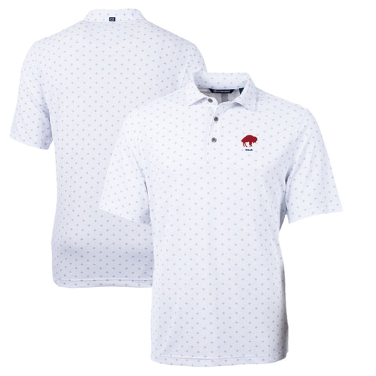 Men's Cutter & Buck White Buffalo Bills Throwback Logo Virtue Eco Pique Tile Recycled Polo