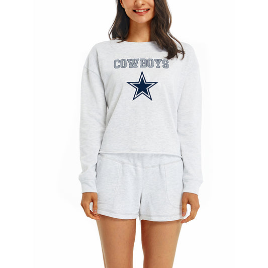 Women's Concepts Sport Cream Dallas Cowboys Crossfield Long Sleeve Top & Shorts Set