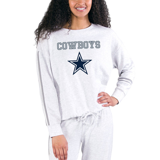 Women's Concepts Sport Cream/Gray Dallas Cowboys Pendant French Terry Long Sleeve Top