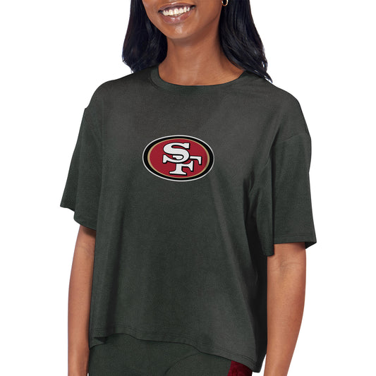 Women's Certo Charcoal San Francisco 49ers Cropped T-Shirt