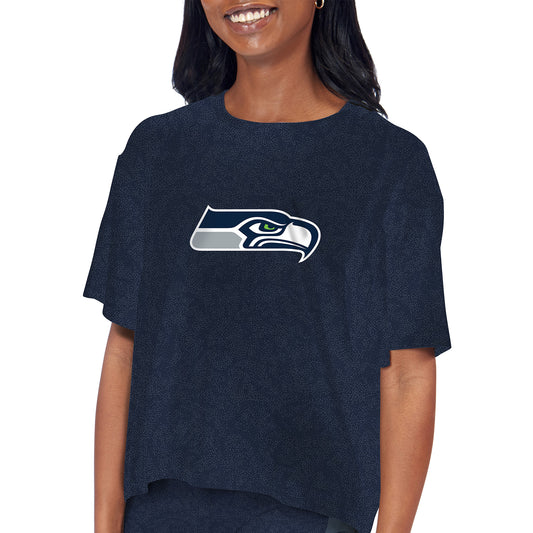 Women's Certo College Navy Seattle Seahawks Cropped T-Shirt