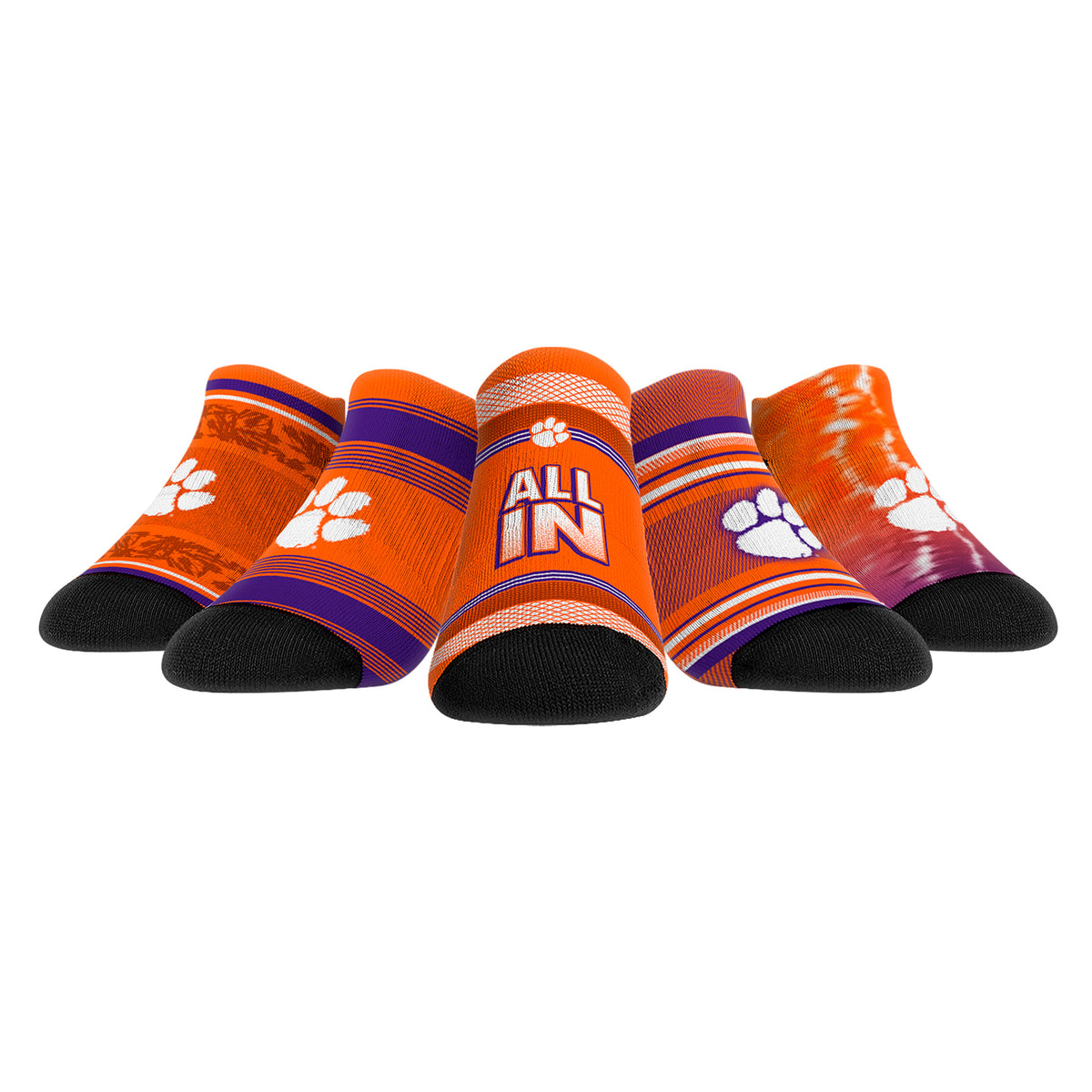 Unisex Rock Em Socks Clemson Tigers Super Fan Five-Pack Low-Cut Socks Set