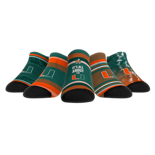 Youth Rock Em Socks Miami Hurricanes Super Fan Five-Pack Low-Cut Socks Set