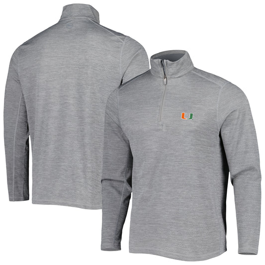 Men's Vineyard Vines Gray Miami Hurricanes Sankaty Quarter-Zip Sweatshirt