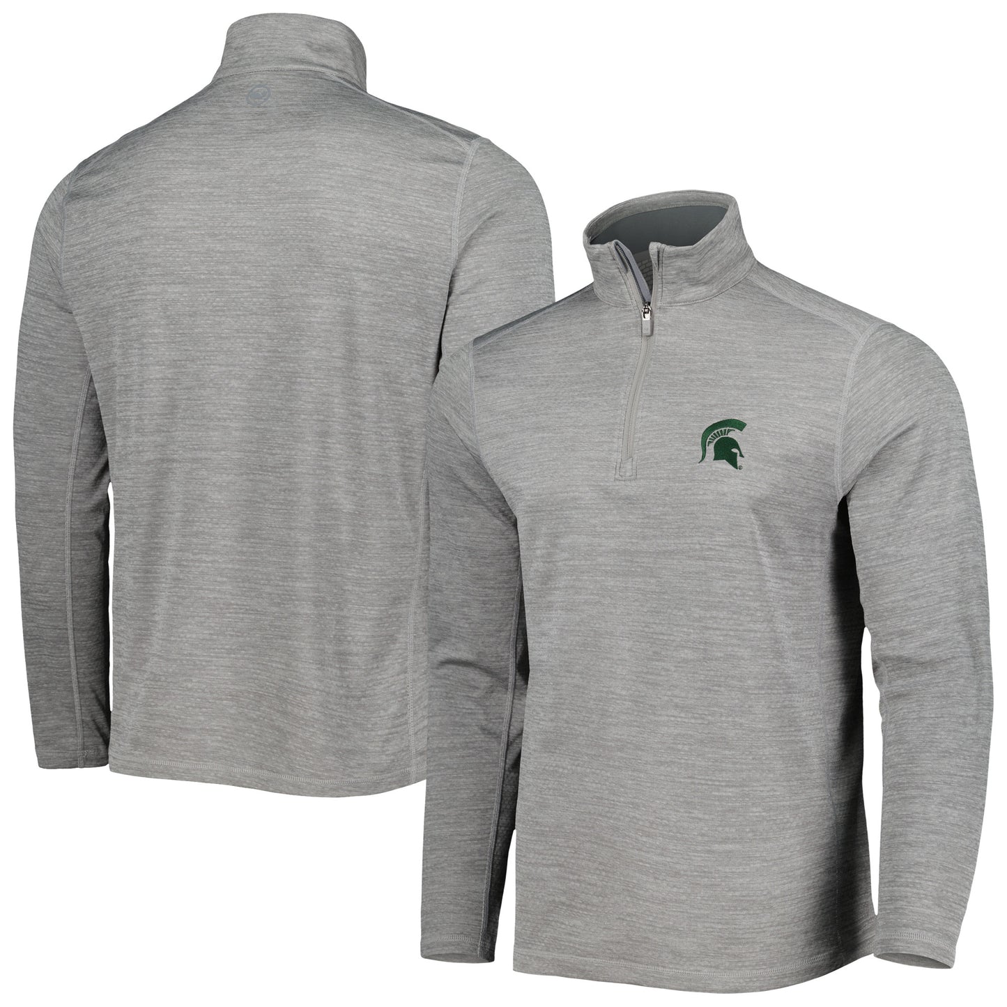 Men's Vineyard Vines Gray Michigan State Spartans Sankaty Quarter-Zip Sweatshirt