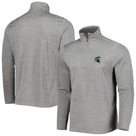 Men's Vineyard Vines Gray Michigan State Spartans Sankaty Quarter-Zip Sweatshirt
