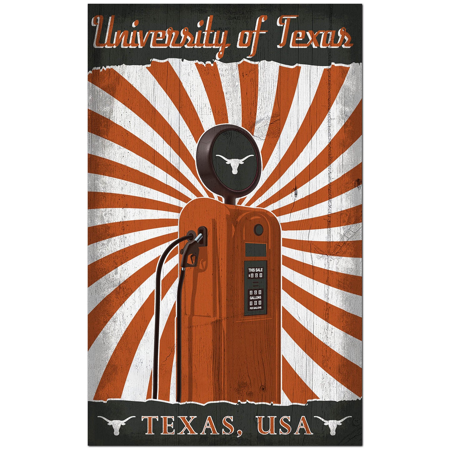 Texas Longhorns 11'' x 19'' Retro Pump Location Sign