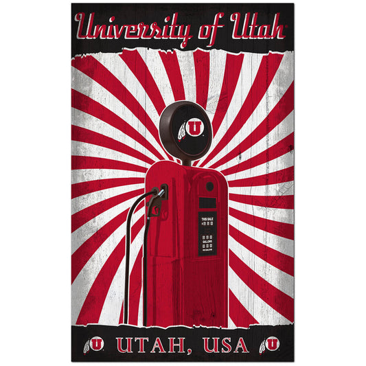 Utah Utes 11'' x 19'' Retro Pump Location Sign