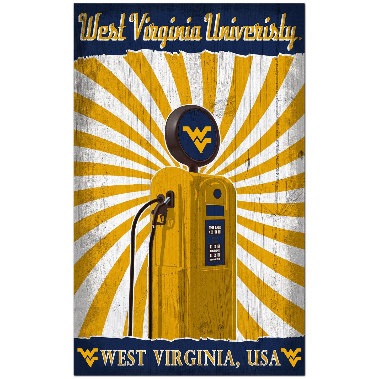 West Virginia Mountaineers 11'' x 19'' Retro Pump Location Sign