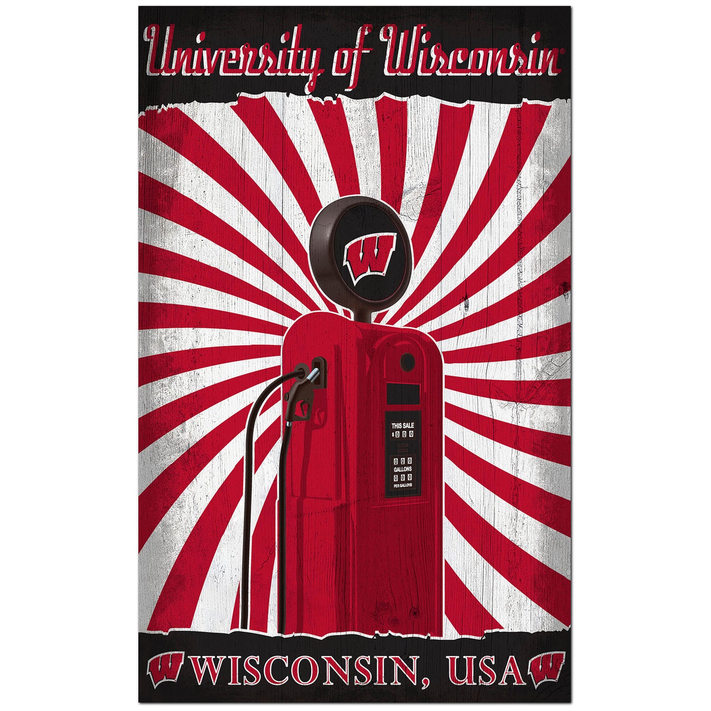 Wisconsin Badgers 11'' x 19'' Retro Pump Location Sign