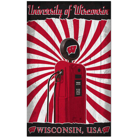 Wisconsin Badgers 11'' x 19'' Retro Pump Location Sign
