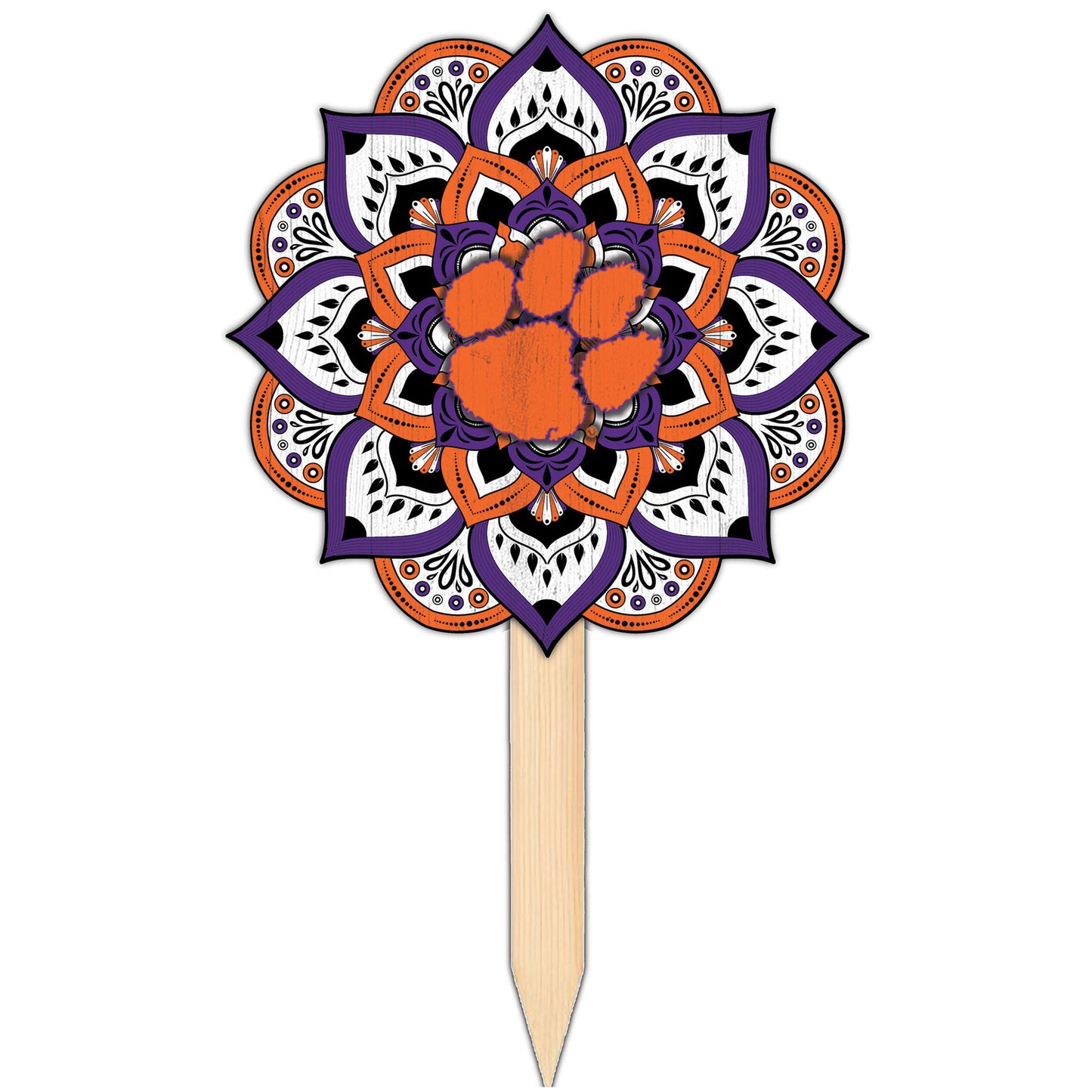 Clemson Tigers 18'' x 12'' Mandala Yard Stake