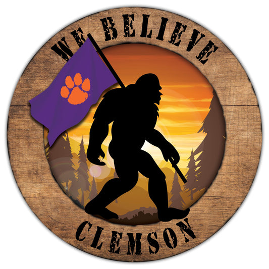 Clemson Tigers 12'' We Believe Bigfoot Circle Sign