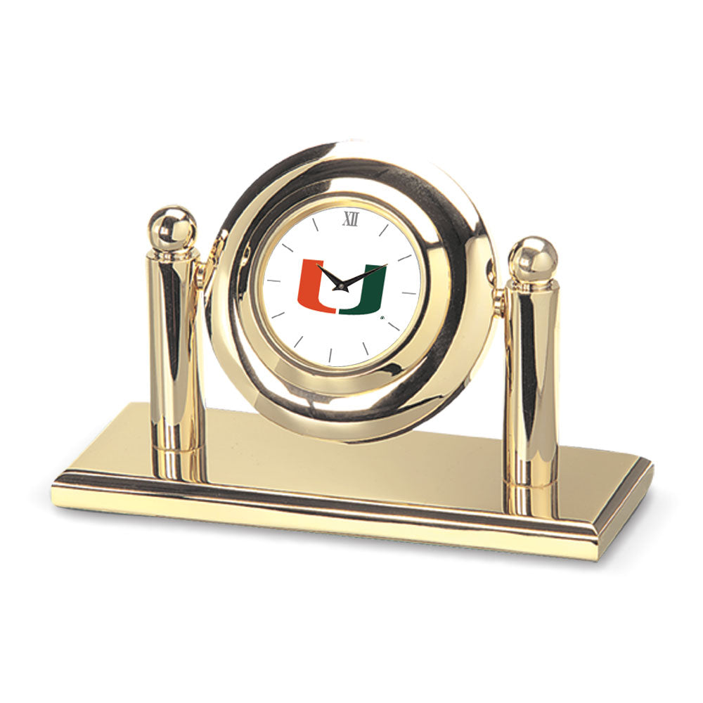 Gold Miami Hurricanes Team Arcade Desk Clock