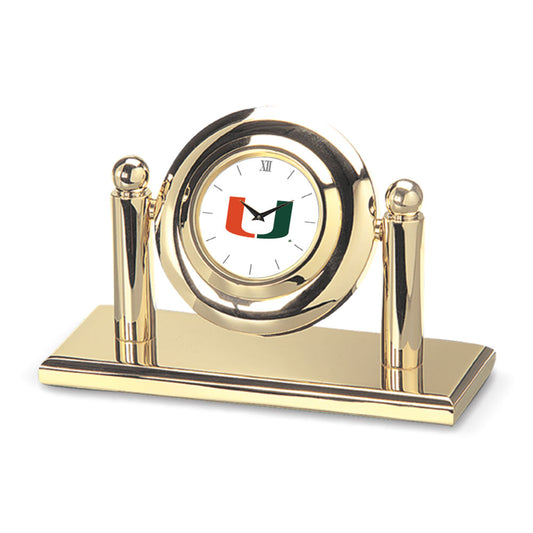 Gold Miami Hurricanes Team Arcade Desk Clock