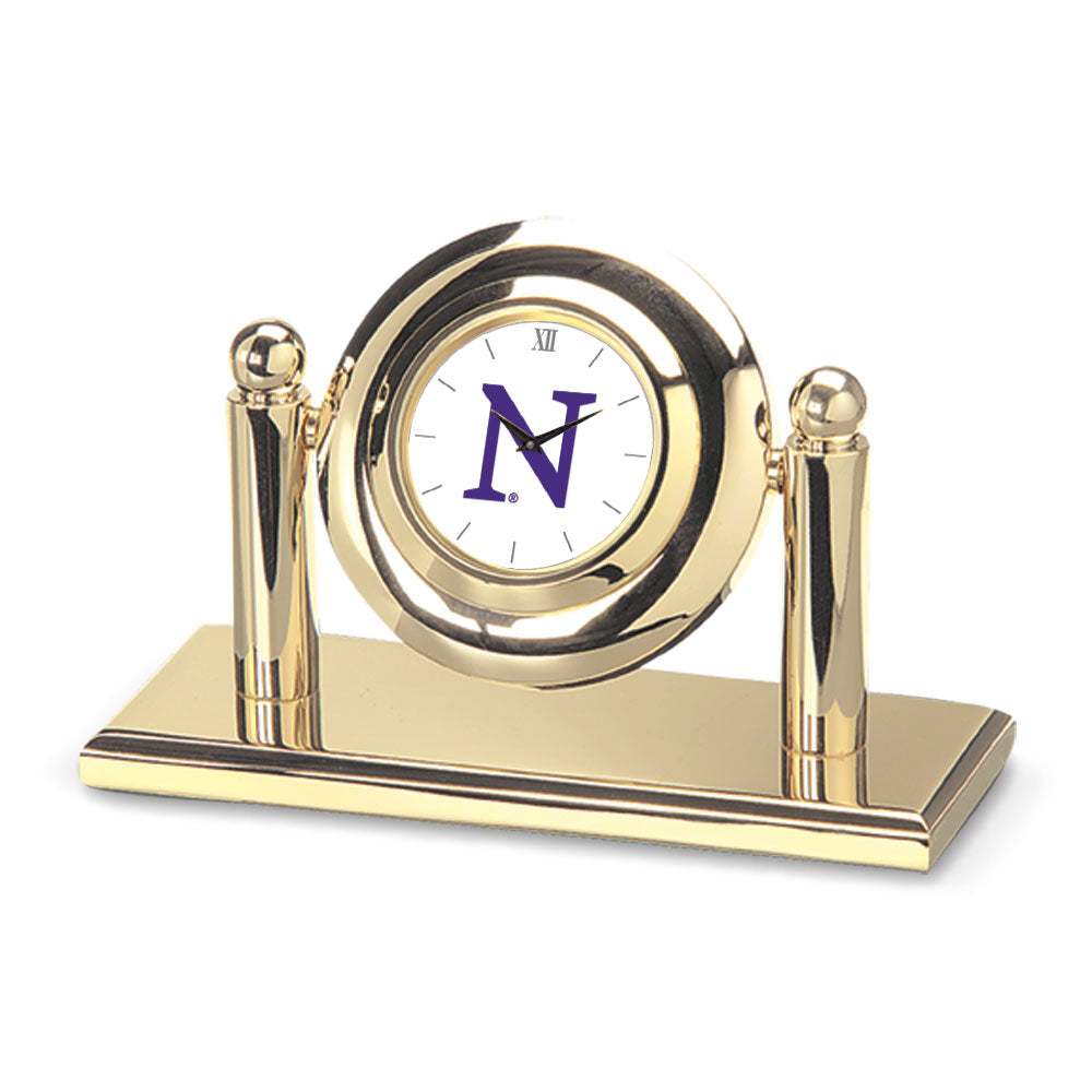 Gold Northwestern Wildcats Team Arcade Desk Clock